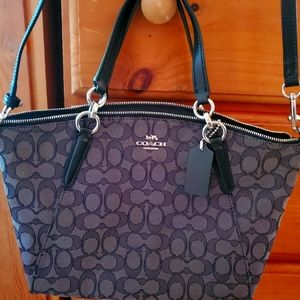 Coach F27580 Mini Kelsey Smoke Canvas Satchel Bag - Black